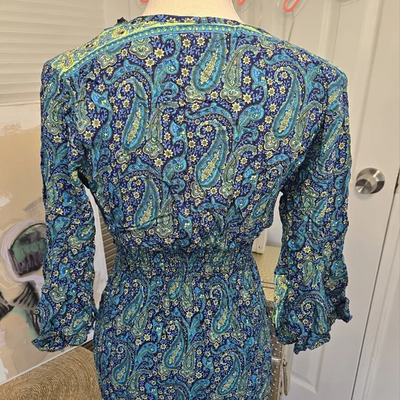 STUNNING BLUE & GREEN PAISLEY MAXI DRESS 💙💚 - Picture 7 of 11